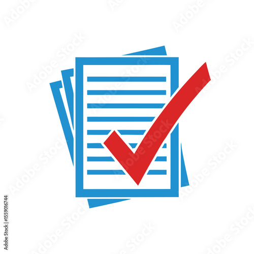 Blue document with red checkmark approval