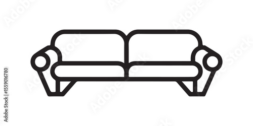 Outline Stroke Icon of a Two-Seater Sofa or Couch for Modern Interior Design