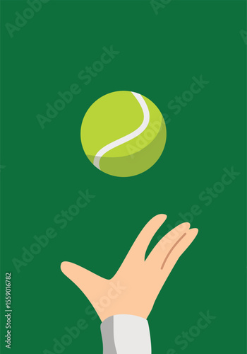 vector tennis hand reaching ball on wimbledon green background