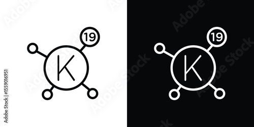Potassium icon in thin stroke and flat style.