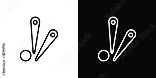 Pinball icon in thin stroke and flat style.