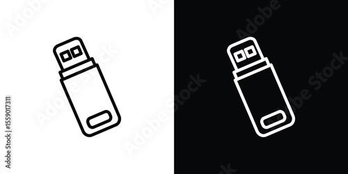 Pendrive icon in thin stroke and flat style.