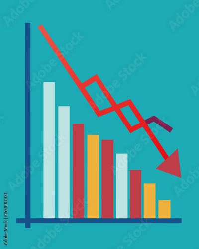 A line graph showing a sharp decline in consumer spending with a noticeable dip during the most recent economic downturn.. Vector illustration