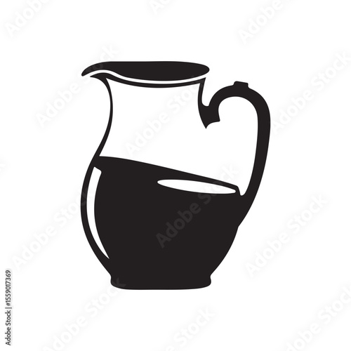 Elegant Black Silhouette of a Classic Water Pitcher or Jug for Beverage Serving