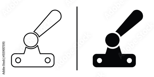Lever Switch Icon: A stylized graphic presents a lever switch in two distinct styles, emphasizing the contrast between on and off states with stark minimalism.