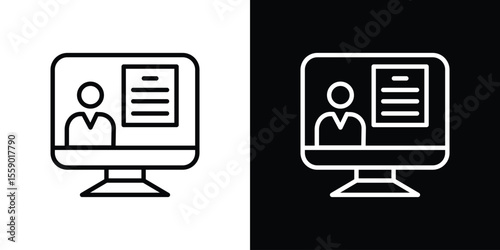 Online course icon in thin stroke and flat style.