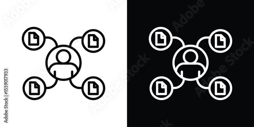 Multitask icon in thin stroke and flat style.