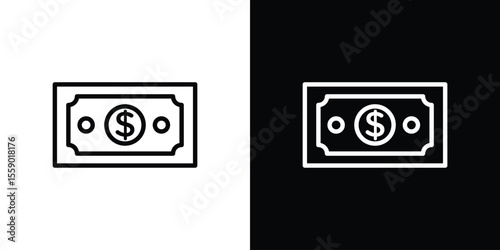 Money icon in thin stroke and flat style.