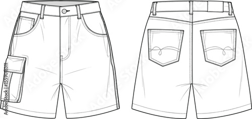 Modern Shorts Designs: Casual and Cargo Styles with Pockets, Belt Loops, and Buttons
