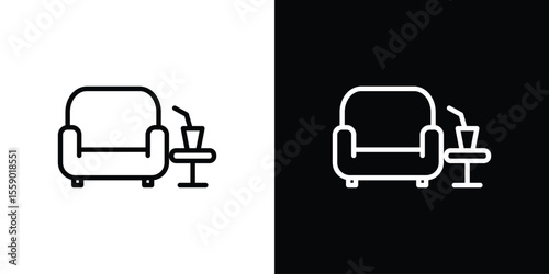 Lounge icon in thin stroke and flat style.