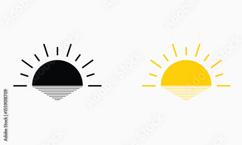 Vector black and Yellow color sun design.