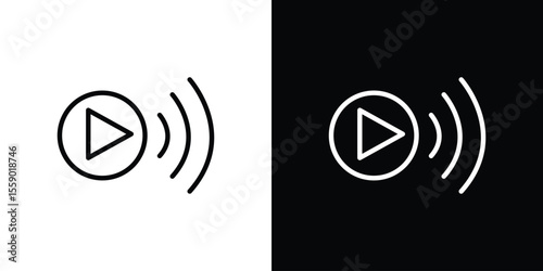 Livestream icon in thin stroke and flat style.