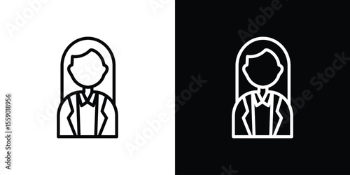 Lawyer icon in thin stroke and flat style.