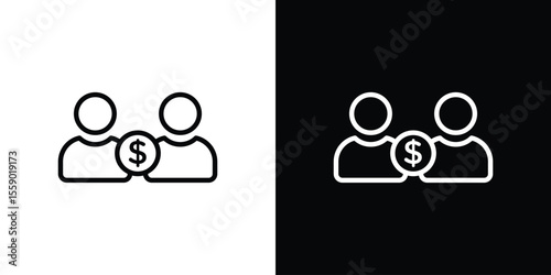 Joint account icon in thin stroke and flat style..