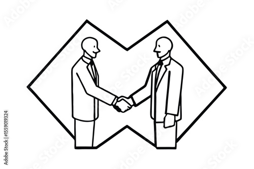 Successful Business Partnership Handshake Agreement Illustration