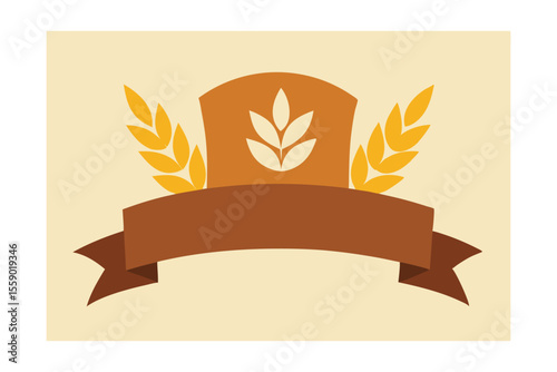 Harvest Emblem Wheat Banner Design for Bakery, Bread, and Farm Products