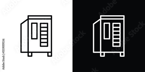Infrared heat cabin icon in thin stroke and flat style.