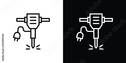 Hydraulic breaker icon in thin stroke and flat style.