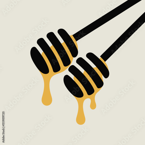 Honey Dipper Dripping Honey Illustration