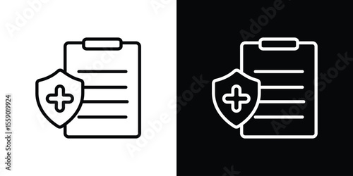 Health insurance icon in thin stroke and flat style.