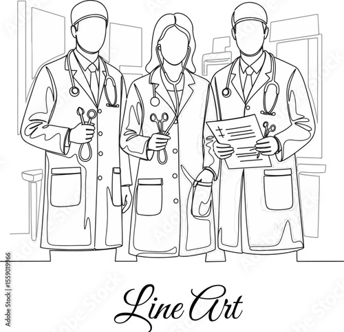 Medical Team Line Art, Healthcare Professionals Group