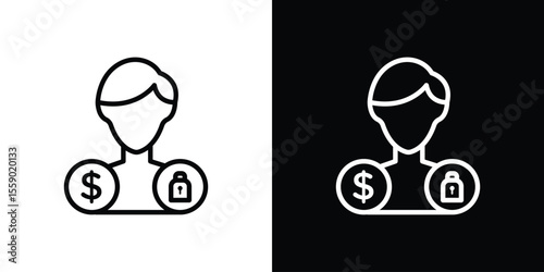 Guarantor icon in thin stroke and flat style.