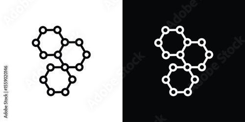 Graphene icon in thin stroke and flat style.