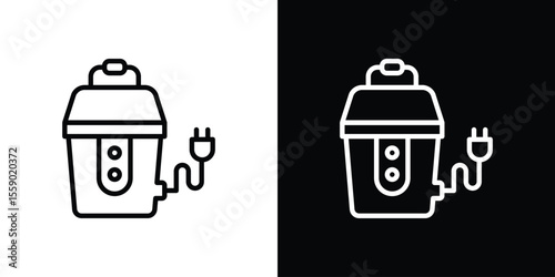 Garbage disposal icon in thin stroke and flat style.