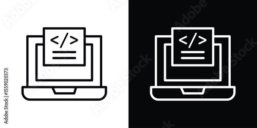 Front end icon in thin stroke and flat style.