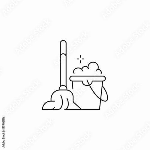 mop bucket suds icon sign vector