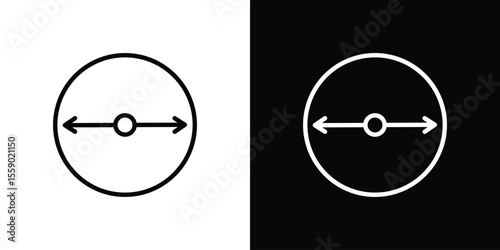 Diameter icon in thin stroke and flat style.
