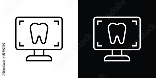 Dental X ray icon in thin stroke and flat style.