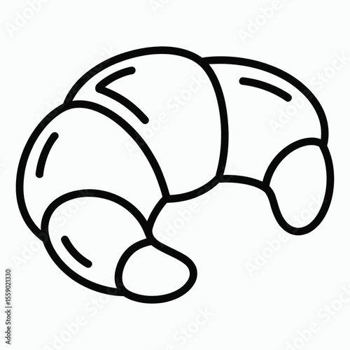 Simple Line Art Illustration of a Delicious Croissant