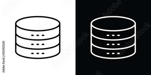 Cylinder database icon in thin stroke and flat style.