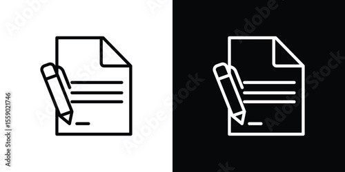 Contract icon in thin stroke and flat style.