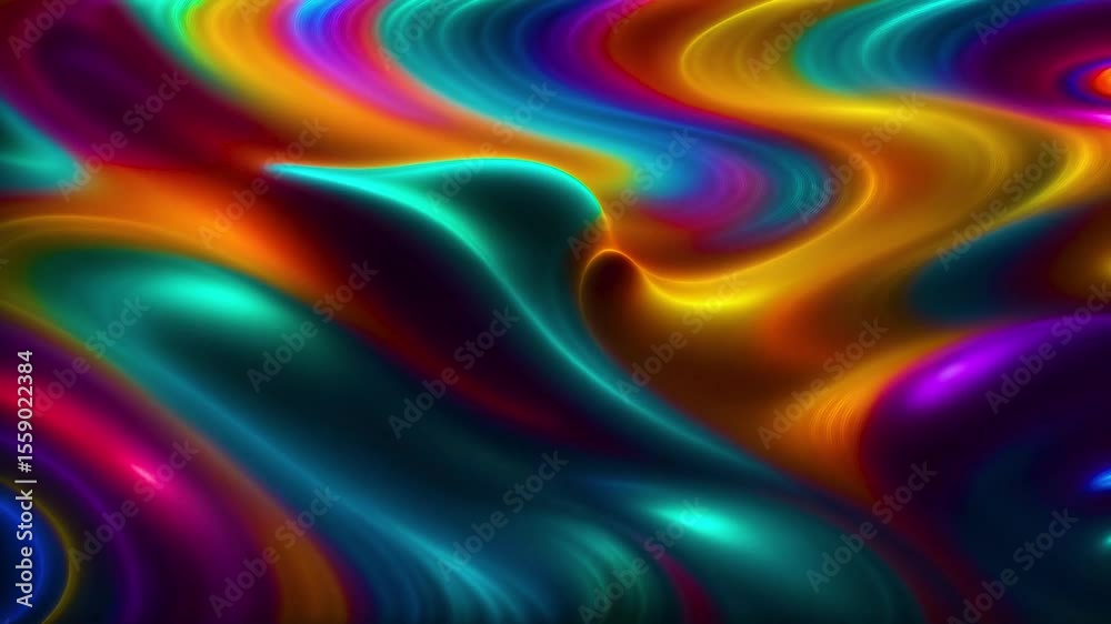 Abstract colorful background with bright rainbow hypnotic motion of abstract swirling colors, creating a captivating kaleidoscope of color and movement. Loop animation, seamless endless footage.