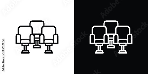 Cinema seat icon in thin stroke and flat style.