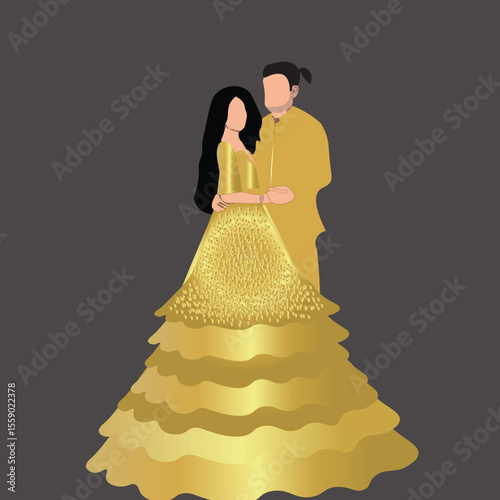  Golden Beautiful Romantic bride couple