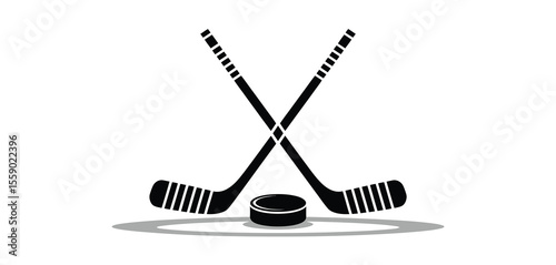 Ice Hockey Sticks and Puck Graphic Design