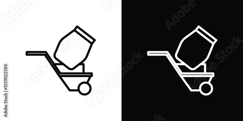 Cement mixer icon in thin stroke and flat style.