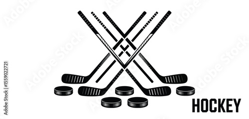 Ice Hockey Sticks and Pucks Graphic Design