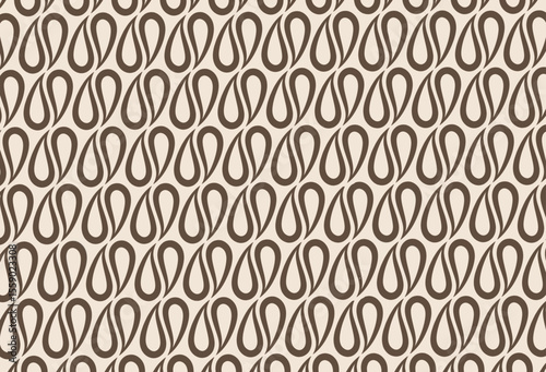 Seamless pattern with brown teardrop shapes resembling coffee beans on beige background for elegant decorative design