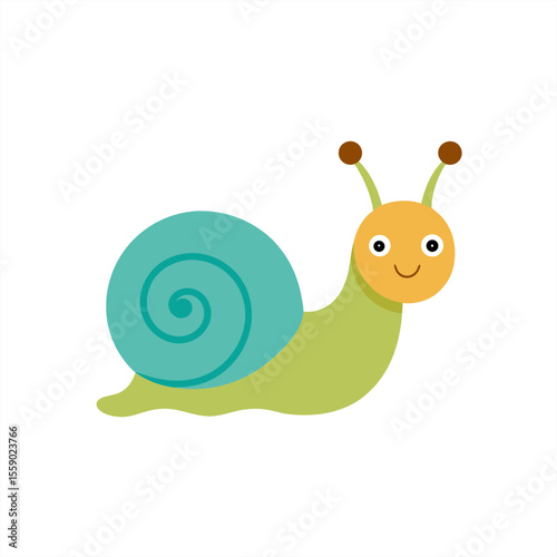 Cute snail with slow life theme clipart on transparent background for web and graphic design