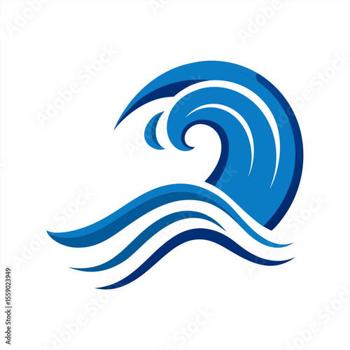 Dynamic ocean wave with motion lines clipart on transparent background for web and graphic design