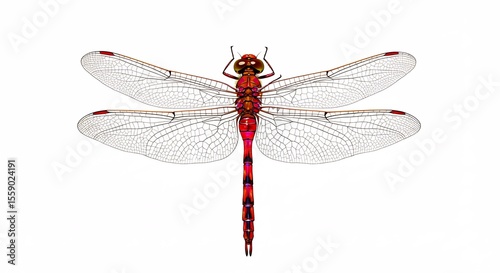 Wallpaper Mural 鮮やかな赤トンボ 羽根繊細 白背景 精密描写. AI Generated Torontodigital.ca