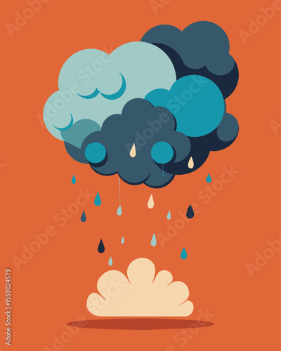 The clouds above unleashed a torrent of offensive remarks drowning out any sense of selfworth.. Vector illustration
