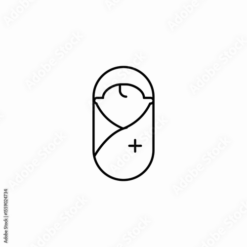 swaddled baby cross icon sign vector
