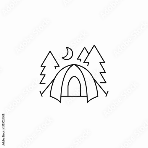 tent moon trees icon sign vector