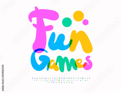 Vector Playful logo Fun Games. Colorful Kids Font. Creative Alphabet Letters and Numbers set