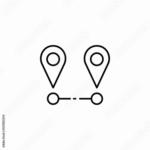 two pin route icon sign vector